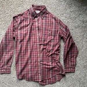 Wrangler Men's Burgundy Plaid Button-Down Shirt